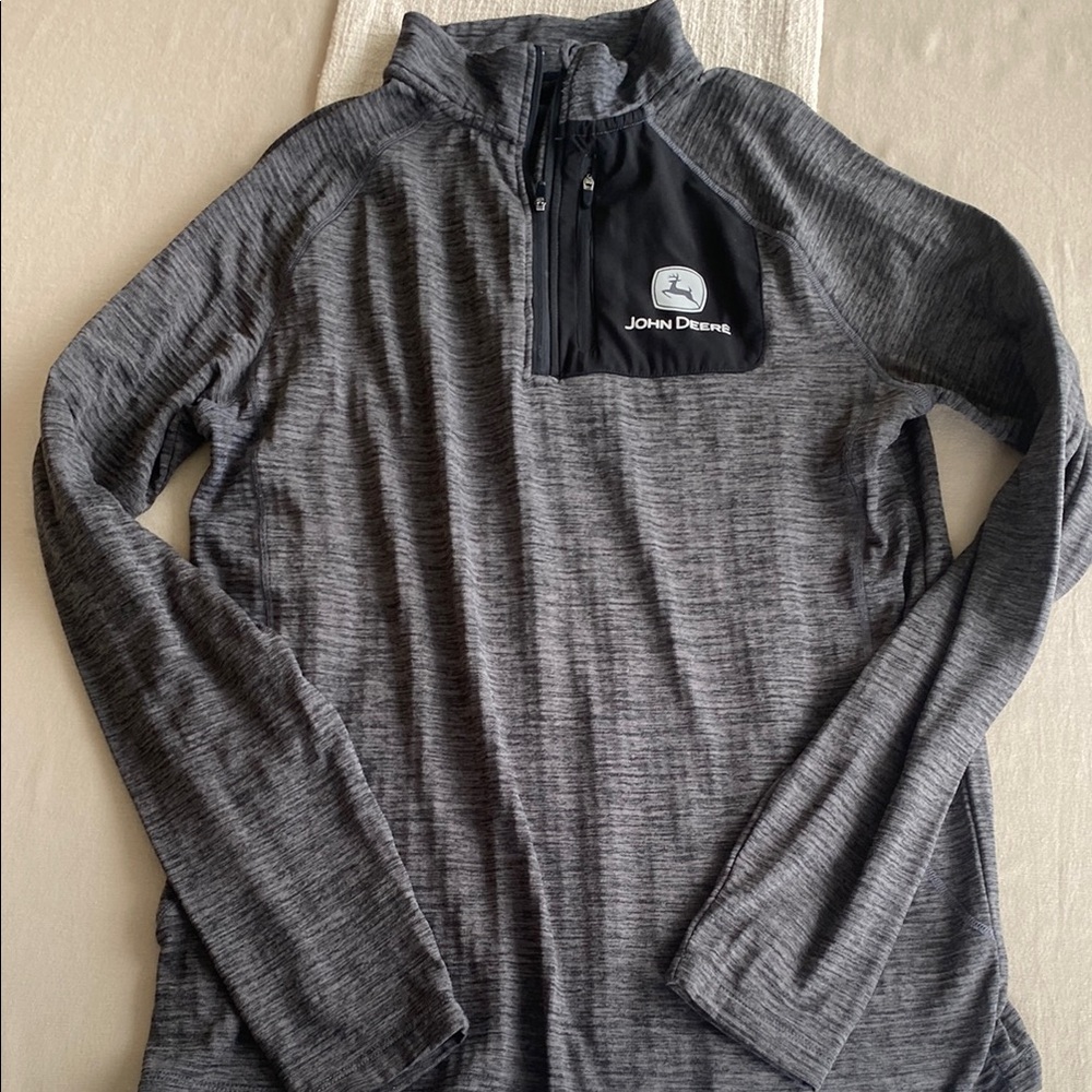John Deere Charcoal Quarter-Zip Pullover